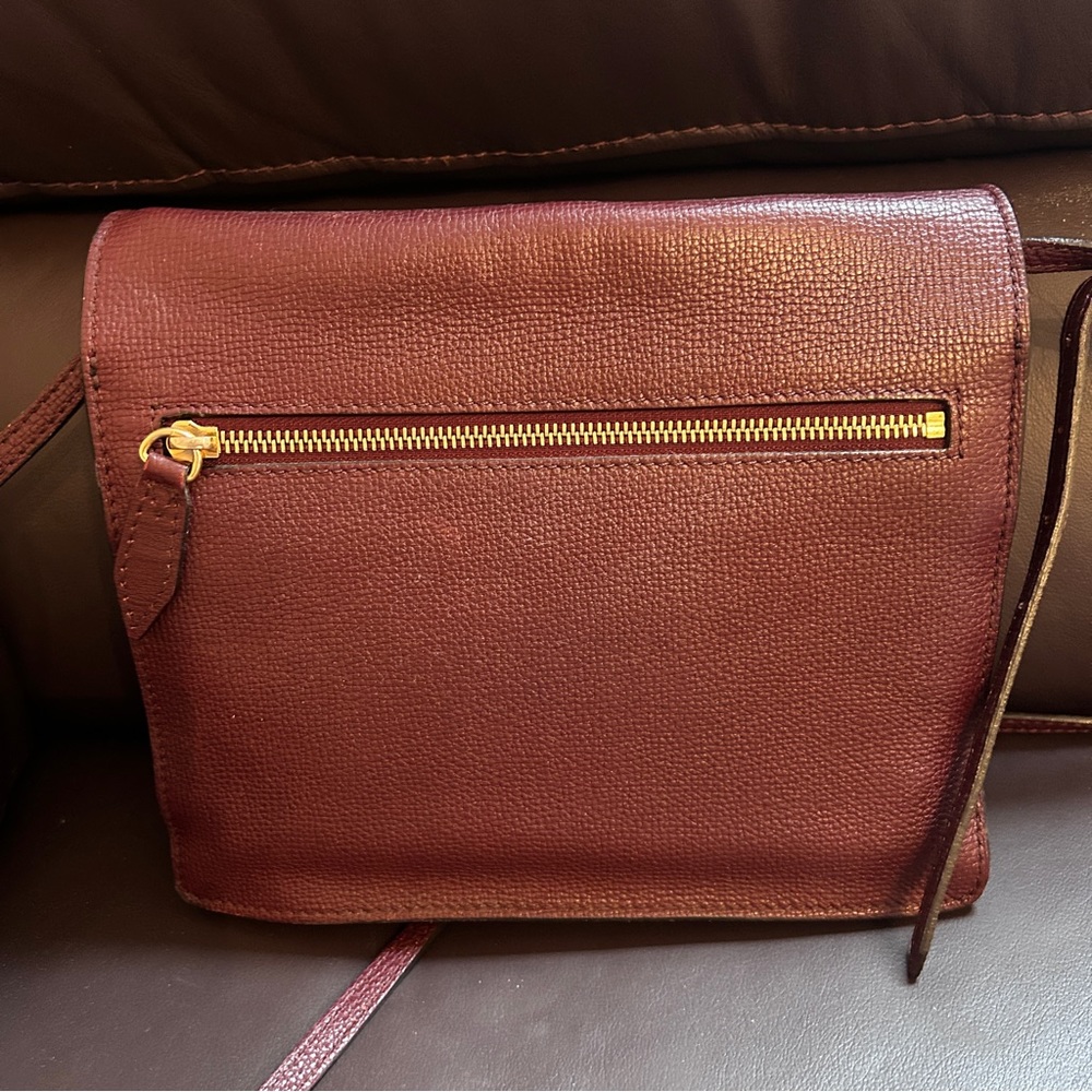 Burberry Macken Women Mahogany Red Crossbody Bag Leather Check Print Messenger - Picture 4 of 12